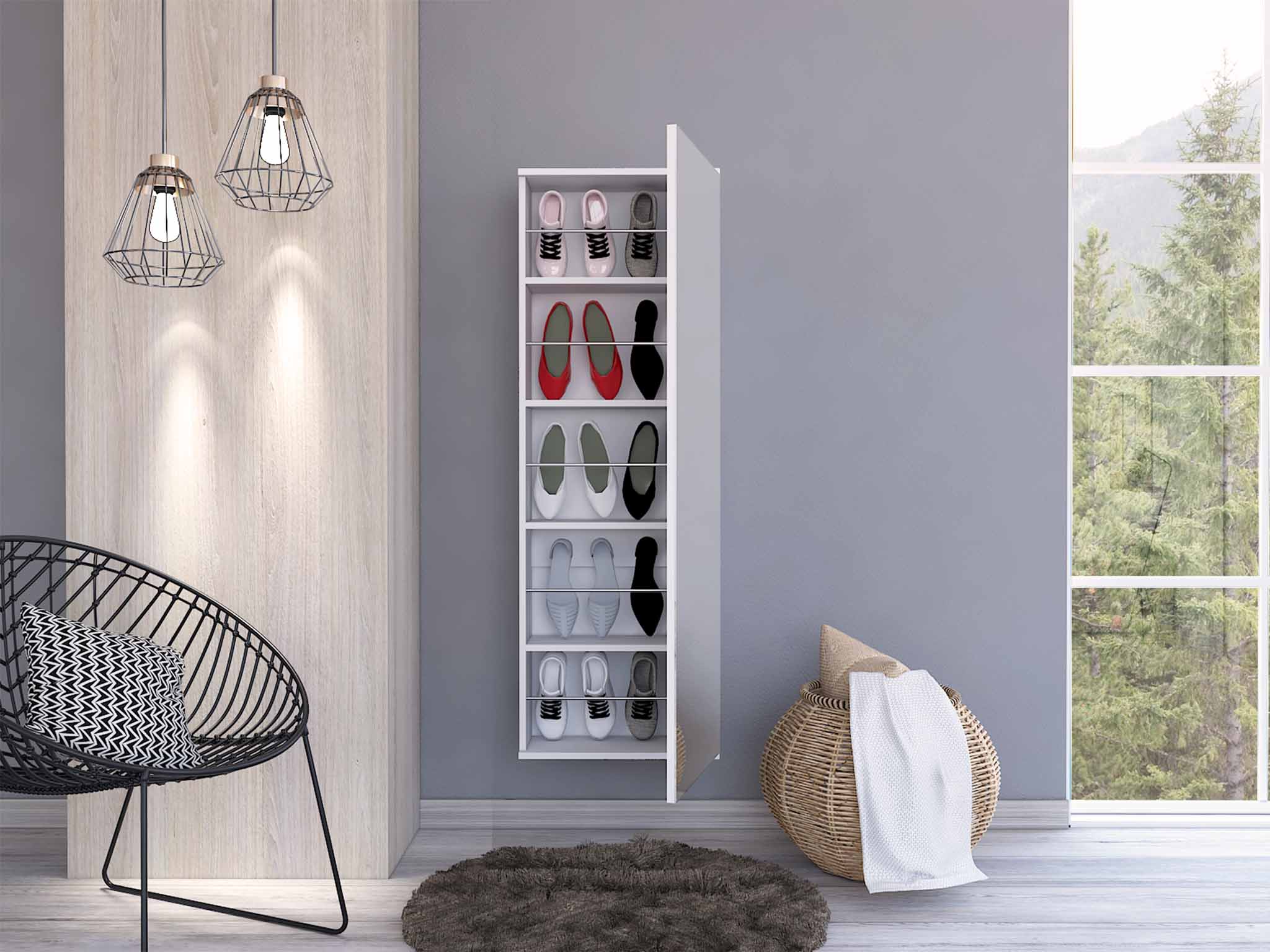 Depot White Mirrored Shoe Rack